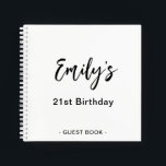 21st Birthday Party Guest Book | Black White<br><div class="desc">Personalize this modern 21st Birthday Party Guest Book. Simply add your custom name in handwriting script on the front. Add your custom name and date on the back of the book. A unique gift for yourself,  friends and family.</div>