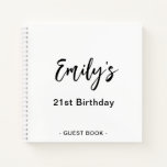 21st Birthday Party Guest Book | Black White<br><div class="desc">Personalize this modern 21st Birthday Party Guest Book. Simply add your custom name in handwriting script on the front. Add your custom name and date on the back of the book. A unique gift for yourself,  friends and family.</div>