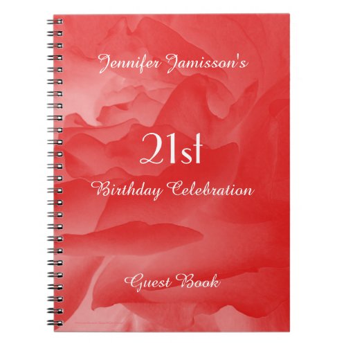 21st Birthday Party Guest Book Coral Rose Notebook