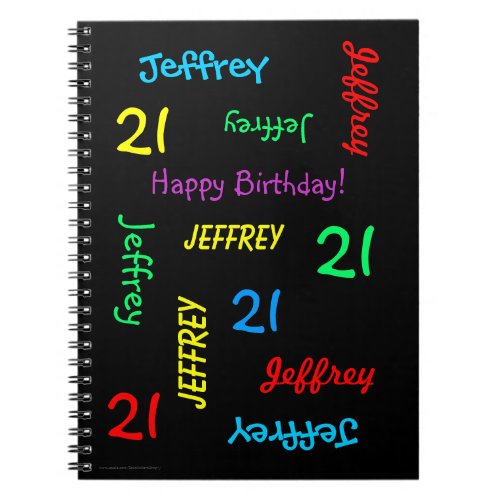 21st Birthday Party Guest Book Repeat Name Black Notebook