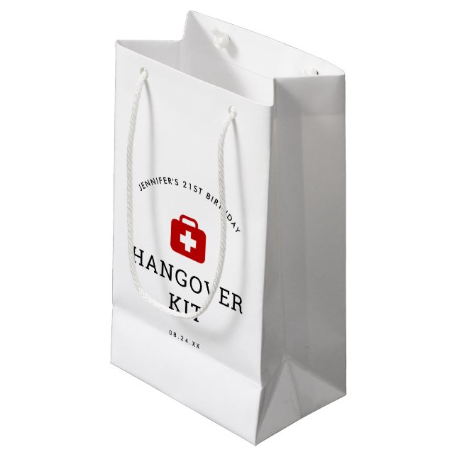21st Birthday Party Hangover Recovery Kit Small Gift Bag (Front Angled)