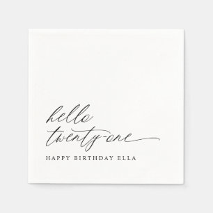 21st Birthday Party Hello 21 Modern Milestone Napkins