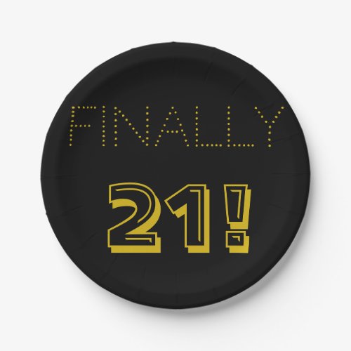 21st Birthday Party In Gold and Black Paper Plates