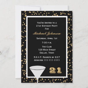 21st Birthday Party Invitation 21 and Confetti