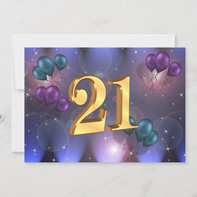 21st Birthday Party Invitation balloons (Front)