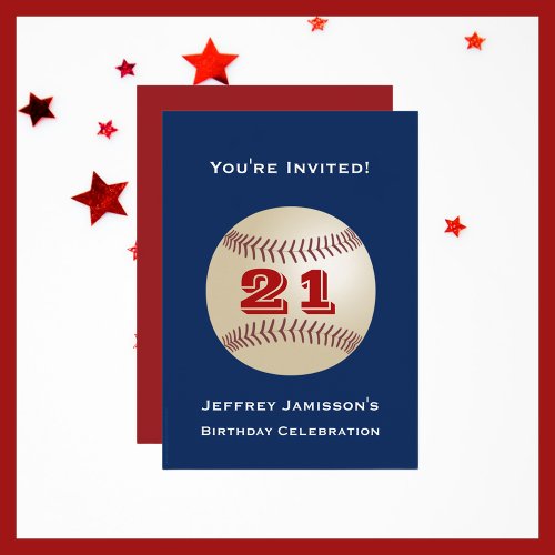 21st Birthday Party Invitation Baseball