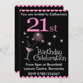 21st Birthday Party Invitation - Cocktail Glass (Front/Back)