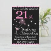 21st Birthday Party Invitation - Cocktail Glass (Standing Front)