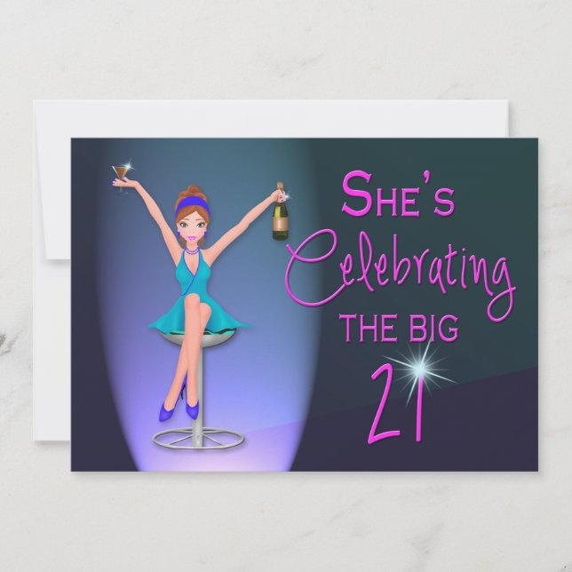 21ST Birthday Party Invitation -  Flirty and Sassy (Front)