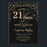 21st Birthday Party Invitation - Gold Black<br><div class="desc">21st Birthday Party Invitation.
Elegant design with faux glitter gold and black. Cheers to 21 Years! Message me if you need further customization.</div>