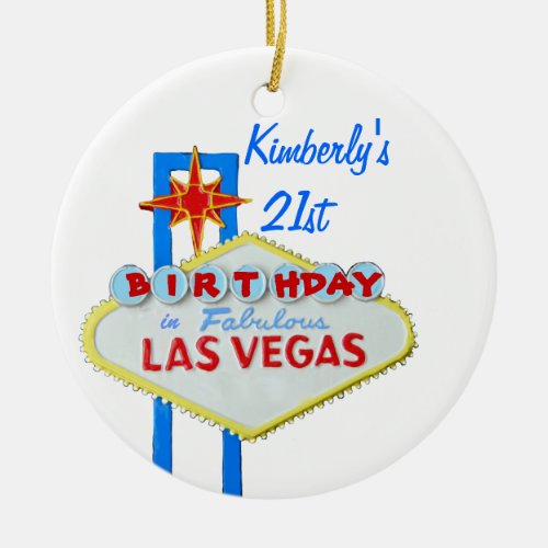 21st Birthday Party Las Vegas Ceramic Ornament