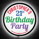 21st Birthday Party LED Sign<br><div class="desc">To celebrate a special birthday. Designed for someone who is 21 years of age. 21st birthday celebration. Birthday party. Add the name and number. Birthday party illuminated sign.</div>