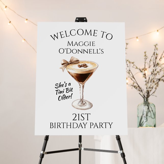 21st Birthday Party Martini Welcome Foam Boards (In Situ (Stand))