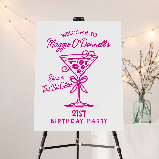 21st Birthday Party Martini Welcome Foam Boards (In Situ (Stand))