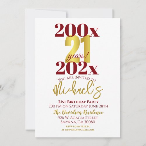 21st Birthday Party Modern Invitation