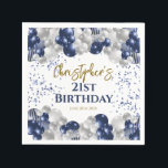 21st Birthday Party Navy Balloons Napkins<br><div class="desc">A gorgeous 21st birthday party or celebration paper napkin. This fabulous navy blue and silver balloons design is the perfect tableware to decorate your table for a 21st celebration or twenty-first birthday party.</div>