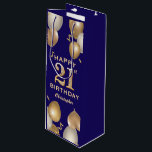 21st Birthday Party Navy Blue and Gold Balloons Wine Gift Bag<br><div class="desc">21st Birthday Party Navy Blue and Gold Balloons and Confetti Gift Bag. For further customization,  please click the "Customize it" button and use our design tool to modify this template.</div>