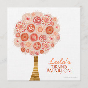 21st Birthday Party Orange Blossom Tree Invitation