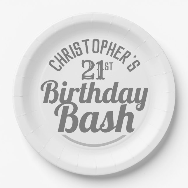 21st Birthday Party Paper Plates (Front)