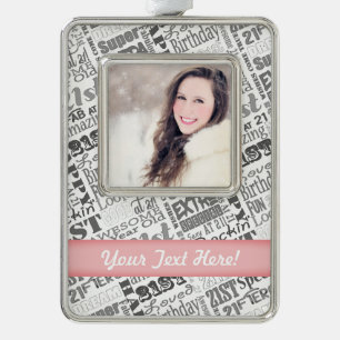 21st Birthday Party Personalized Gifts Silver Plated Framed Ornament