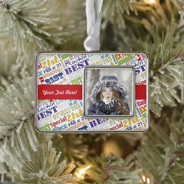 21st Birthday Party Personalized Gifts Silver Plated Framed Ornament (Tree)