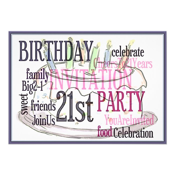 21st Birthday Party Personalized Invitation