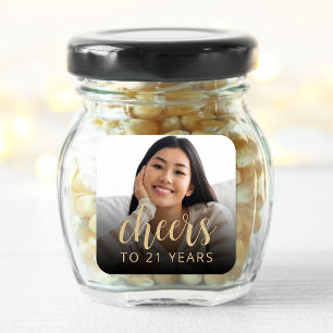 21st Birthday Party Photo Cheers Square Sticker