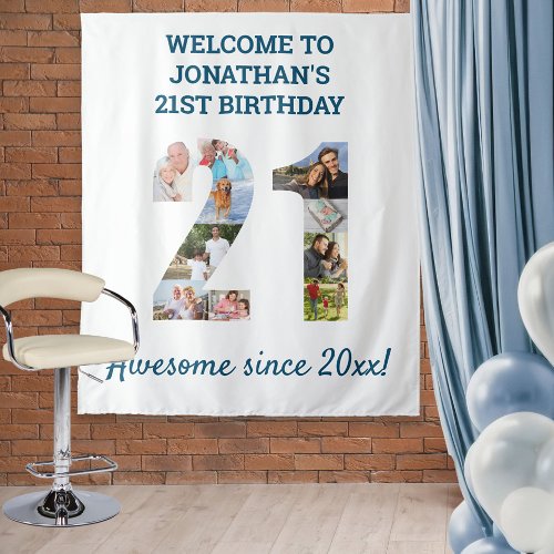 21st Birthday Party Photo Collage Backdrop