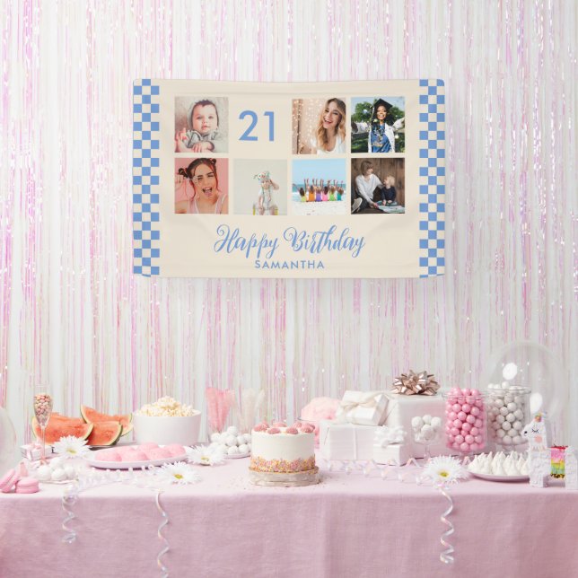 21st Birthday Party Photo Collage Banner (Party)