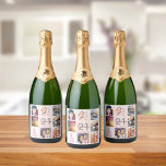 21st birthday party photo collage rose gold pink sparkling wine label<br><div class="desc">A bottle label for a 21st birthday party, celebrating her life with a collage of 8 of your photos. Personalize and add a name, age 21 and a date. Date of birth or the date of the party. Gray and dark rose gold colored letters. A girly and feminine rose gold,...</div>