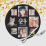 21st birthday party photo collage woman black paper plates