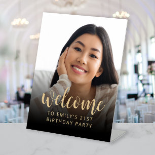 21st Birthday Party Photo Welcome Pedestal Sign