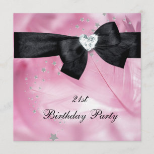 21st Birthday Party Pink Black White Invitation