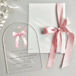 21st Birthday Party Pink Bow Wildflower Arch Acrylic Invitations<br><div class="desc">A feminine pink coquette bow is decorated with small pink and purple wildflowers.</div>