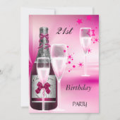 21st Birthday Party Pink Champagne 21 Invitation (Front)