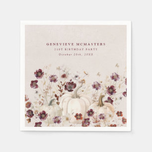 21st Birthday Party Pumpkin Wildflower Custom Napkins