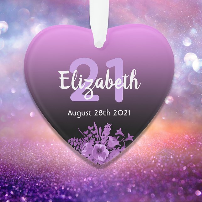 21st birthday party purple black gradient name ornament (Creator Uploaded)