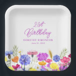 21st Birthday Party Purple Wildflower Custom Paper Plates<br><div class="desc">A pretty watercolor wildflower border decorates the bottom of this birthday party custom paper plate. The colorful wildflowers are perfect for a spring or summer birthday party. The birthday celebrant's name and birthday are included for you to personalize. All text is editable.</div>