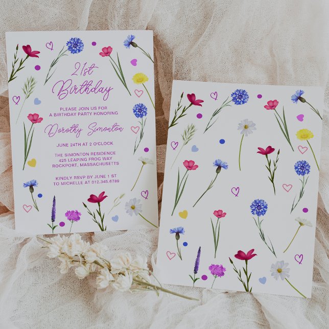 21st Birthday Party Purple Wildflower Meadow Invitation (Creator Uploaded)