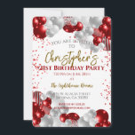 21st Birthday Party Red Balloons Invitation<br><div class="desc">A gorgeous 21st birthday party or celebration invitation.
A fabulous red and silver balloons design with lots of space for your party details - perfect to announce a celebration for a twenty-first party. Stylish flat card invitation.</div>