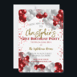 21st Birthday Party Red Balloons Invitation<br><div class="desc">A gorgeous 21st birthday party or celebration invitation.
A fabulous red and silver balloons design with lots of space for your party details - perfect to announce a celebration for a twenty-first party. Stylish flat card invitation.</div>