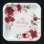 21st Birthday Party Red Pink Floral Custom Paper Plates<br><div class="desc">Pretty red roses and blush pink peonies decorate this 21st birthday party custom paper plate. Two lovely floral arrangements decorate two corners. Elegant calligraphy spells out 21st birthday, The birthday celebrant's name is below. This item is part of the Red Rose and Pink Peony collection. It contains professional designed invitation...</div>