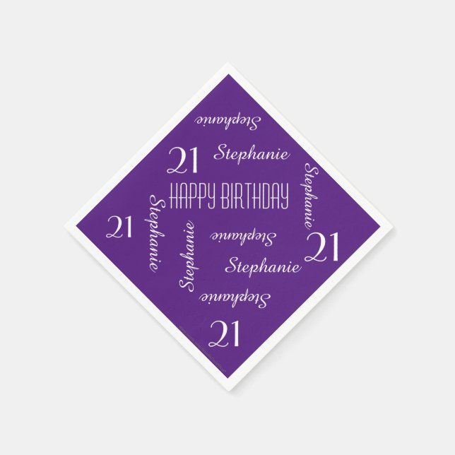 21st Birthday Party Repeating Name, Paper  Napkins (Corner)