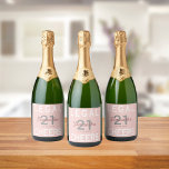 21st birthday party rose gold blush pink legal fun sparkling wine label<br><div class="desc">A girly, elegant and feminine bottle label for a fun 21st birthday party. Personalize and add a name, age 21 and a date. Date of birth or the date of the party. White and dark rose gold colored letters. Stylish and trendy rose gold, blush pink background color. The text: Legal...</div>