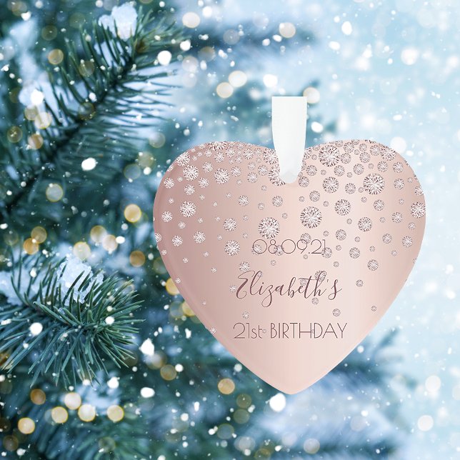 21st birthday party rose gold diamonds sparkle 21 ornament (Creator Uploaded)