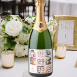 21st birthday party rose gold legal photo collage sparkling wine label<br><div class="desc">A bottle label for a 21st birthday party, celebrating her life with a collage of 8 of your photos. Personalize and add a name, age 21 and a date. Date of birth or the date of the party. White and dark rose gold colored letters. Elegant and trendy rose gold, blush...</div>
