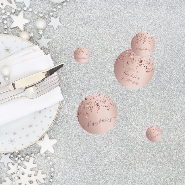 21st birthday party rose gold pink stars confetti (Creator Uploaded)