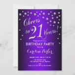 21st Birthday Party - Silver Purple Invitation<br><div class="desc">21st birthday party invitation for women or men. Elegant design with faux glitter silver and purple. Features script font and confetti. Cheers to 21 Years! Perfect for a stylish bday celebration</div>