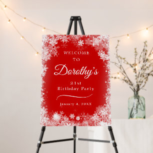 21st Birthday Party Snowflake Red Welcome Foam Board