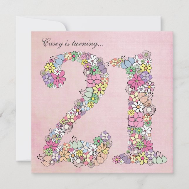 21st Birthday Party Spring Bloom Custom Invitation (Front)